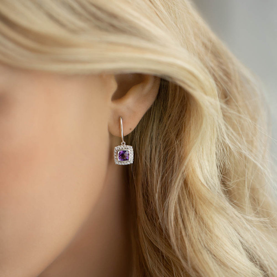 Náušnice s quartzom a diamantmi Morcant