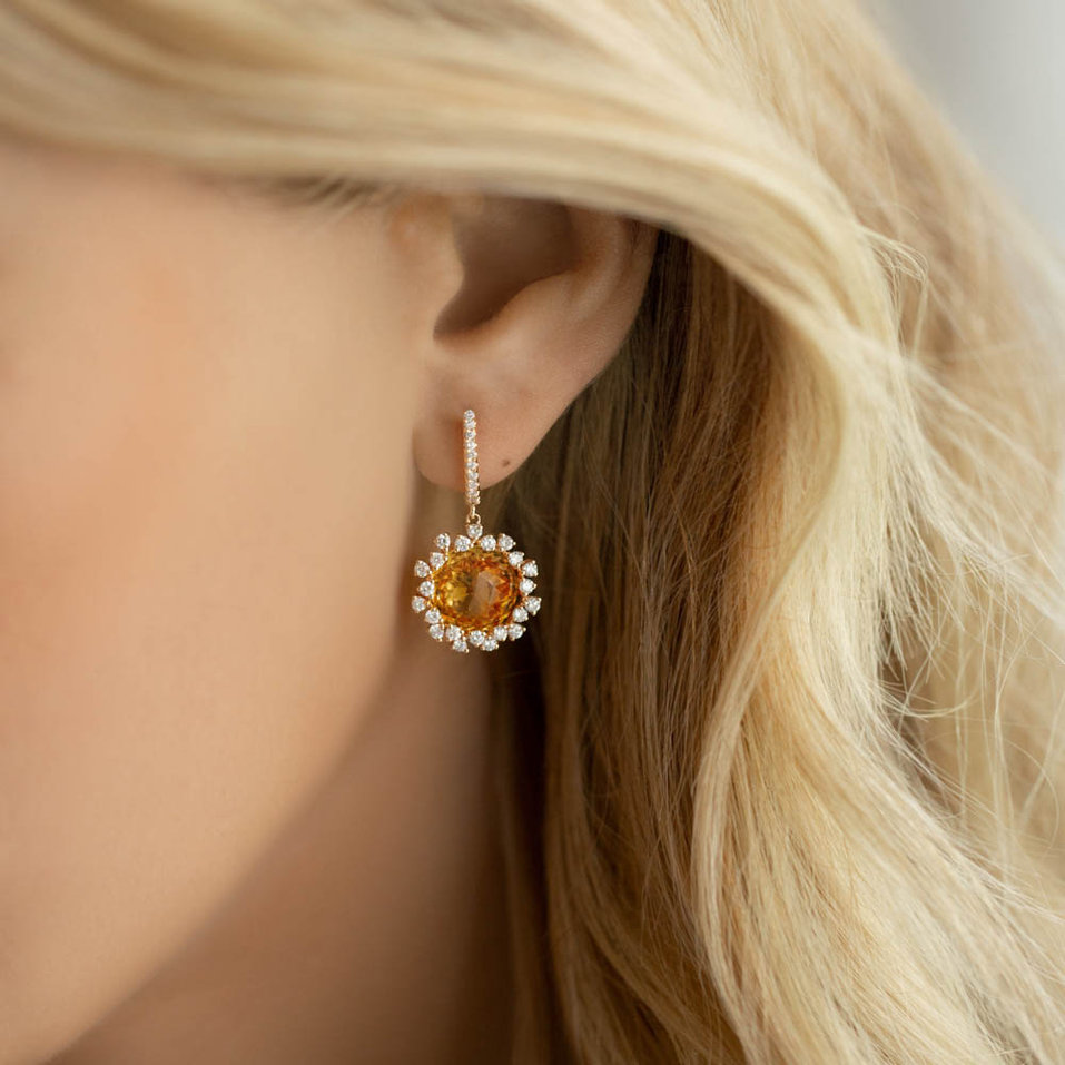 Náušnice s topásom a diamantmi Vera