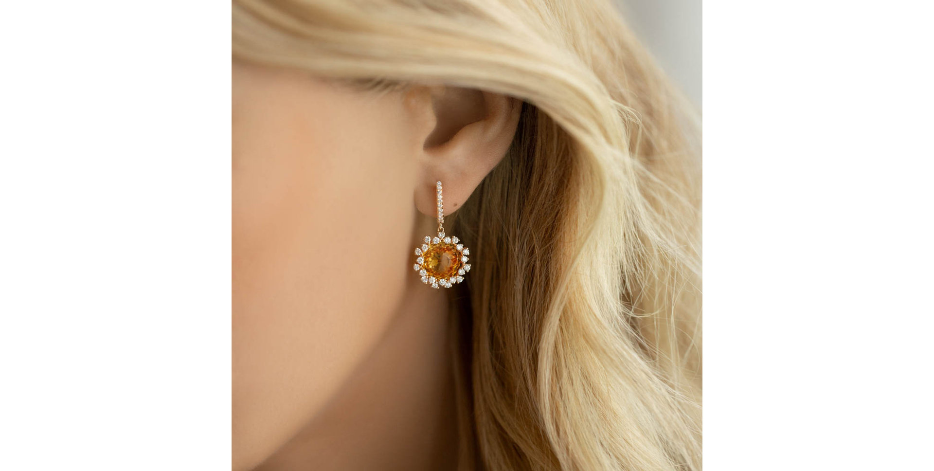 Náušnice s topásom a diamantmi Vera