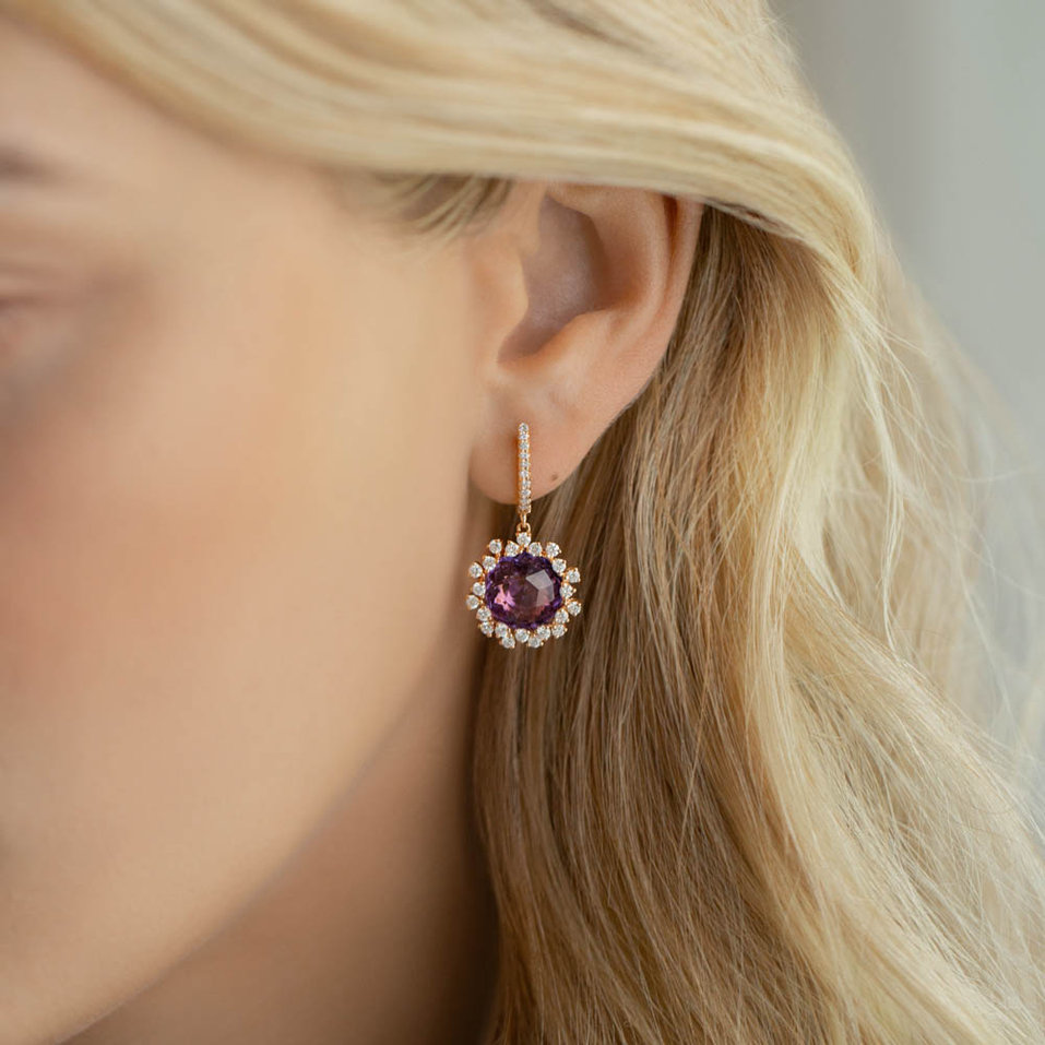 Náušnice s ametystom diamantmi Vera