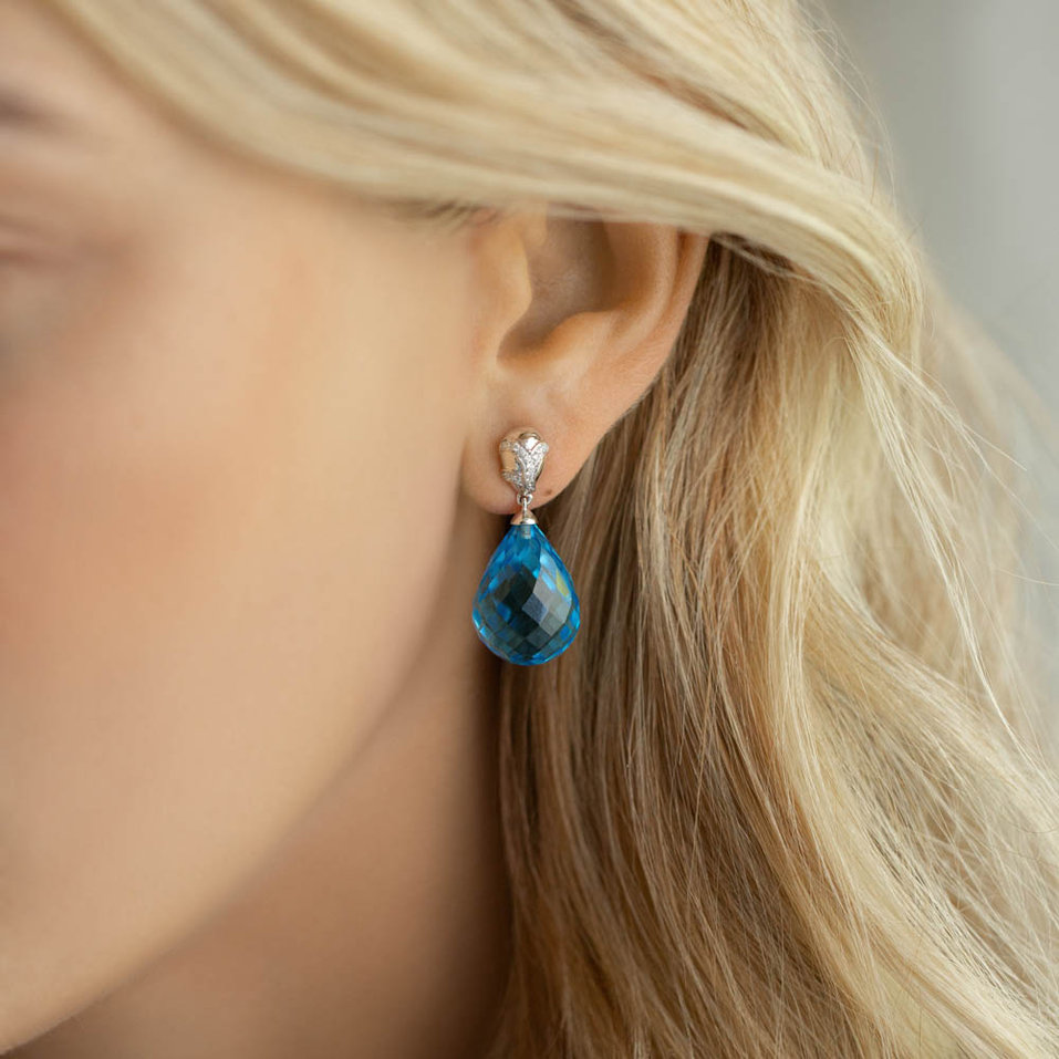 Náušnice s quartzom a diamantmi Hanlerore