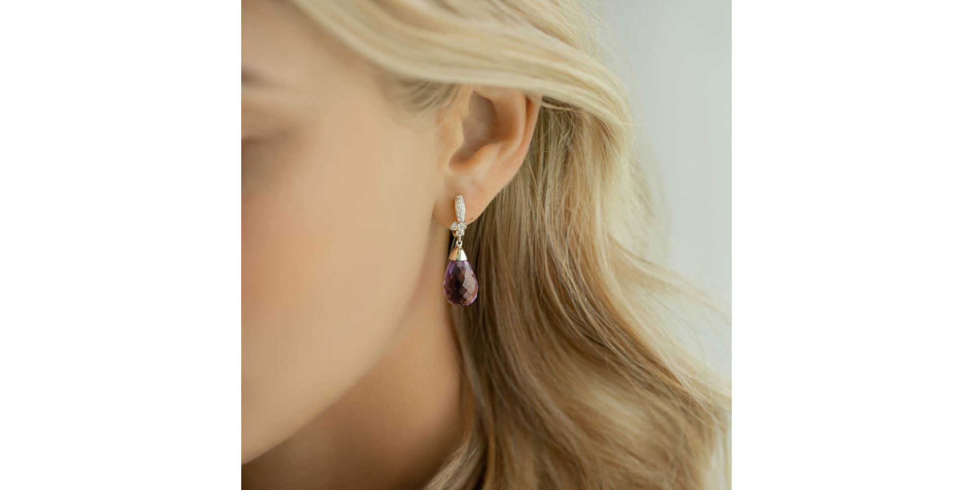 Náušnice s ametystom diamantmi Nena