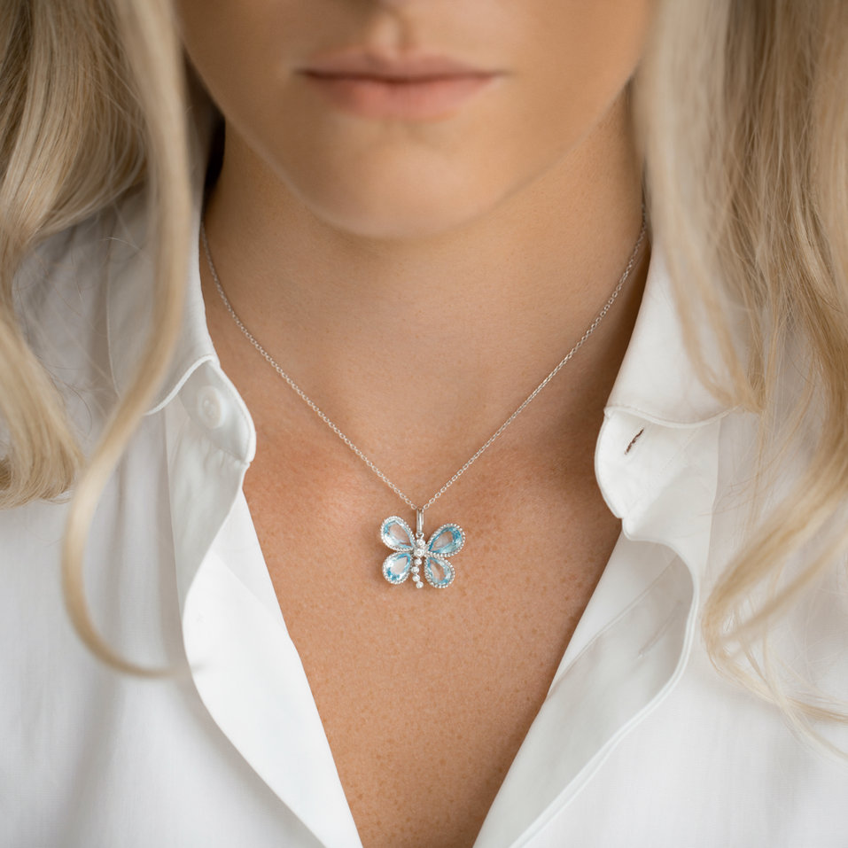 Přívěsok s diamantmi a topásmi Timeless Papillon