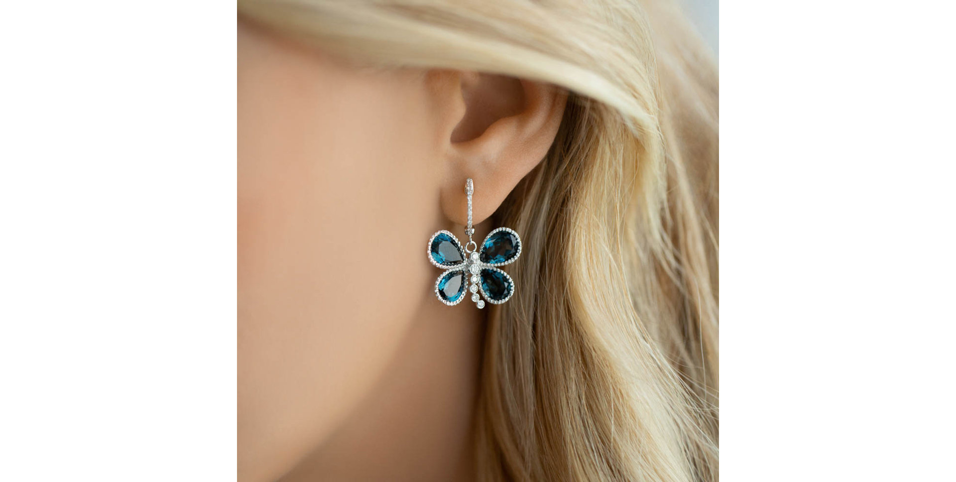 Náušnice s diamantmi a topásmi Fabien