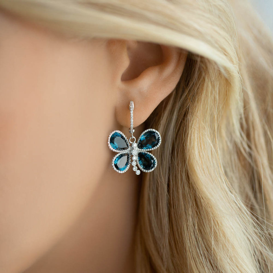 Náušnice s diamantmi a topásmi Fabien