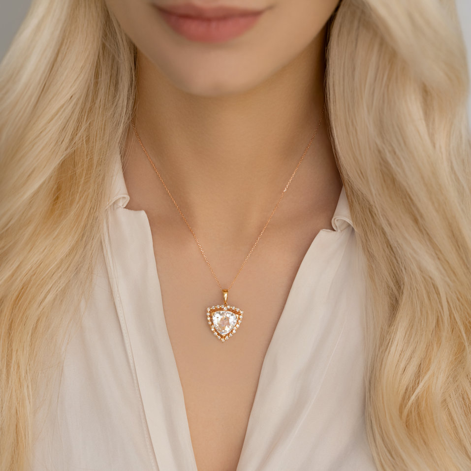 Přívěsok s quartzom a diamantmi Deralf