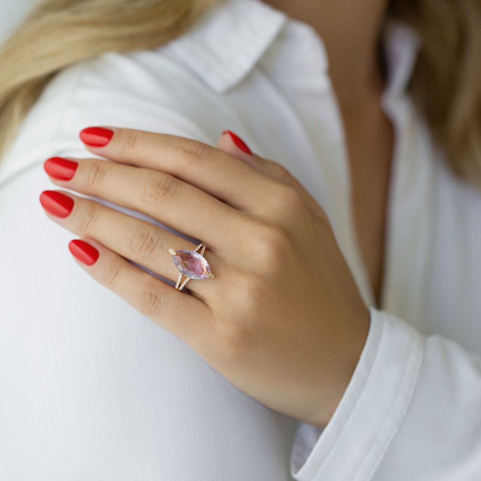 Prsteň s ametystom a diamantmi Dreamy Sensation