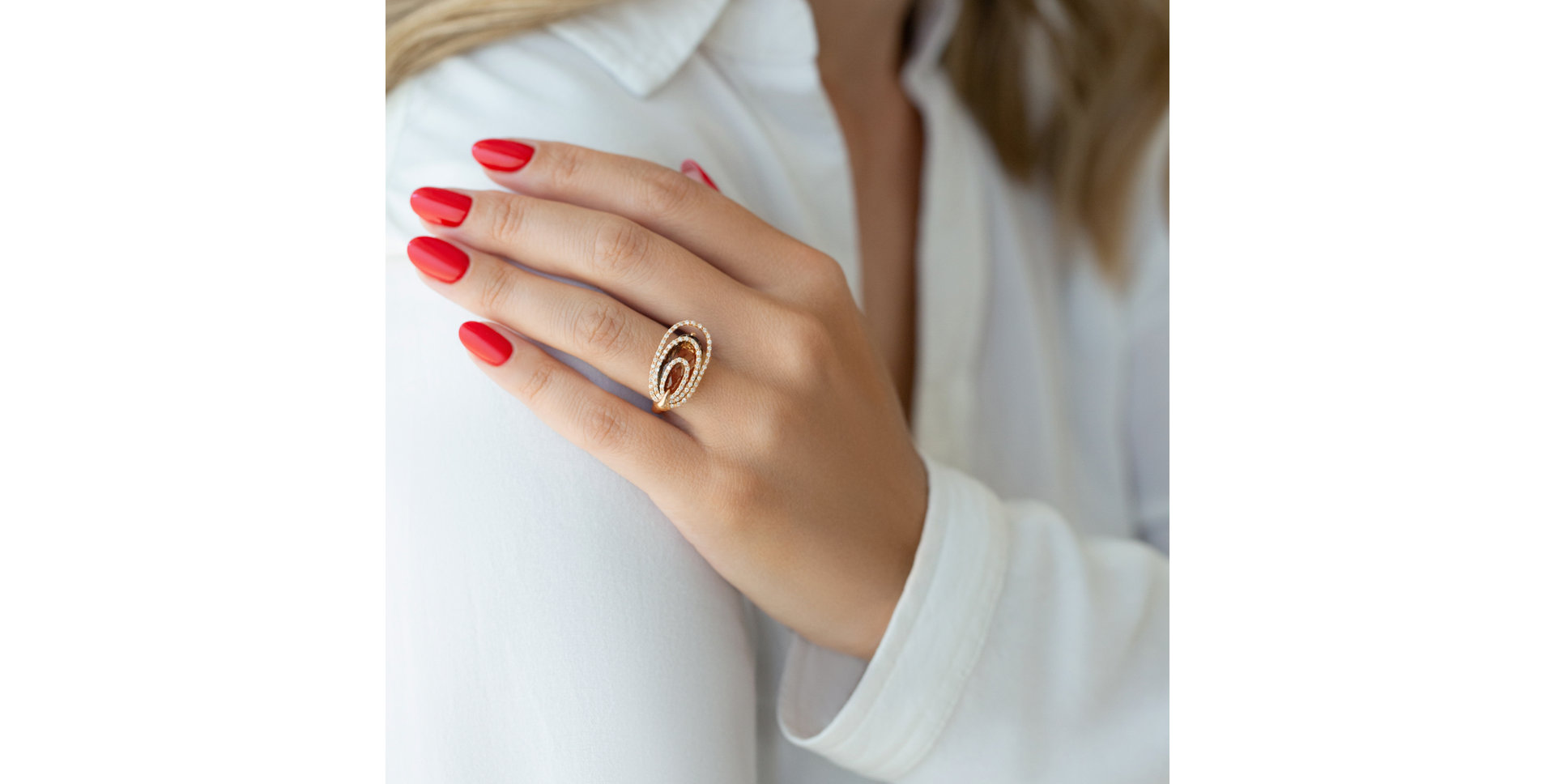 Prsteň s quartzom a diamantmi Yesenia