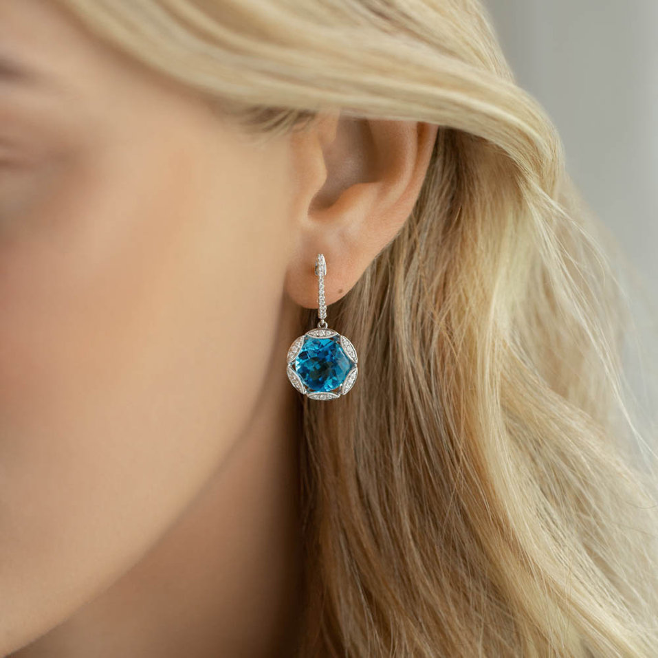 Náušnice s topásom a diamantmi Astral Projection