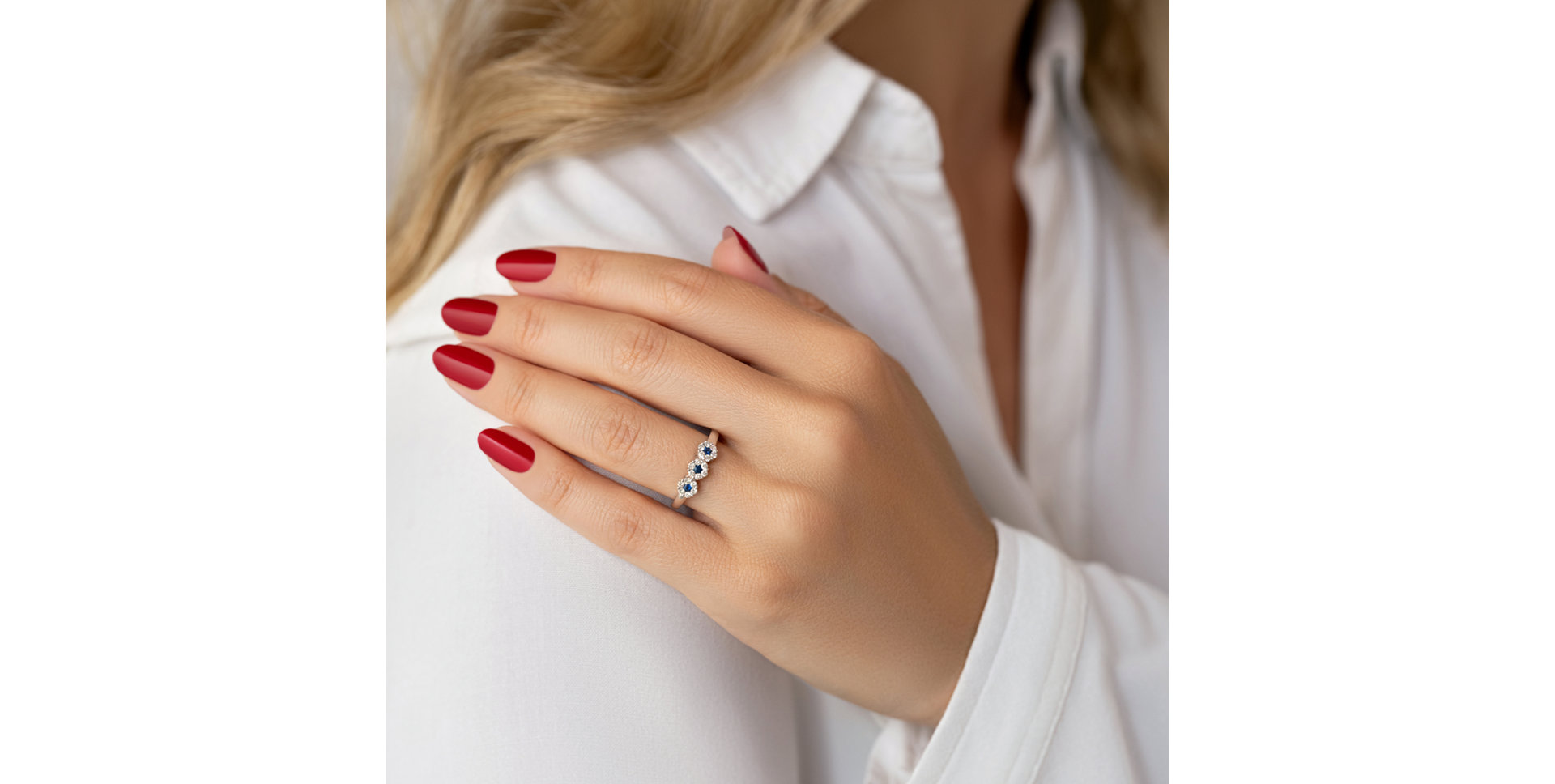 Prsteň s diamantmi a zafírmi Forget Me Not