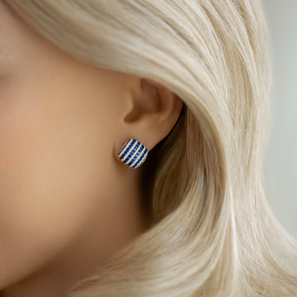 Náušnice s diamantmi a zafírmi Blue Delight