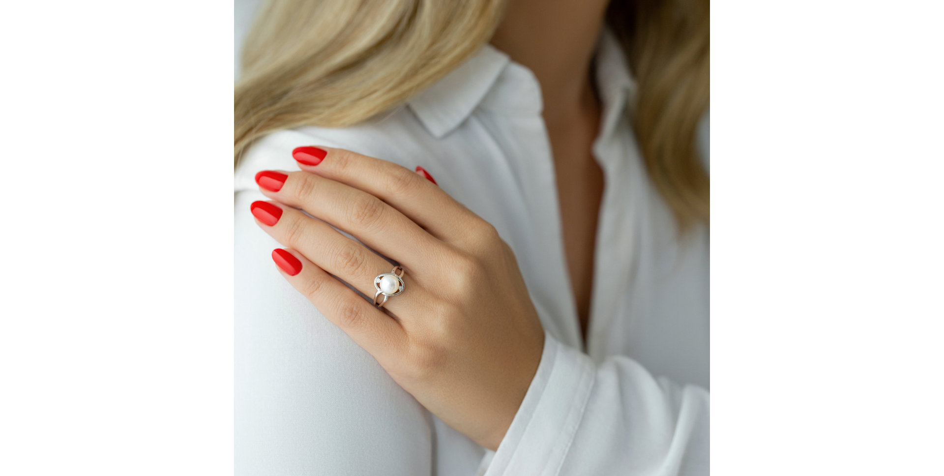 Prsteň s perlou a diamantmi Heavenly Sea