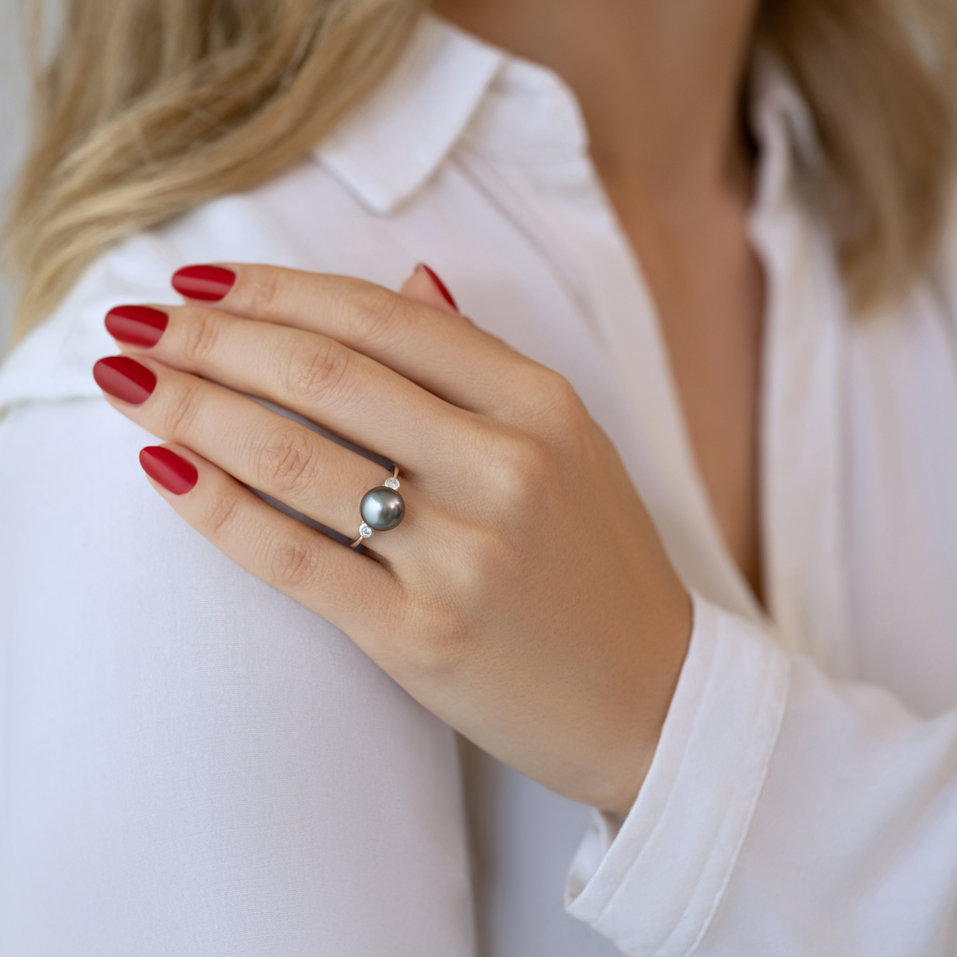 Prsteň s perlou a diamantmi Secret Shore