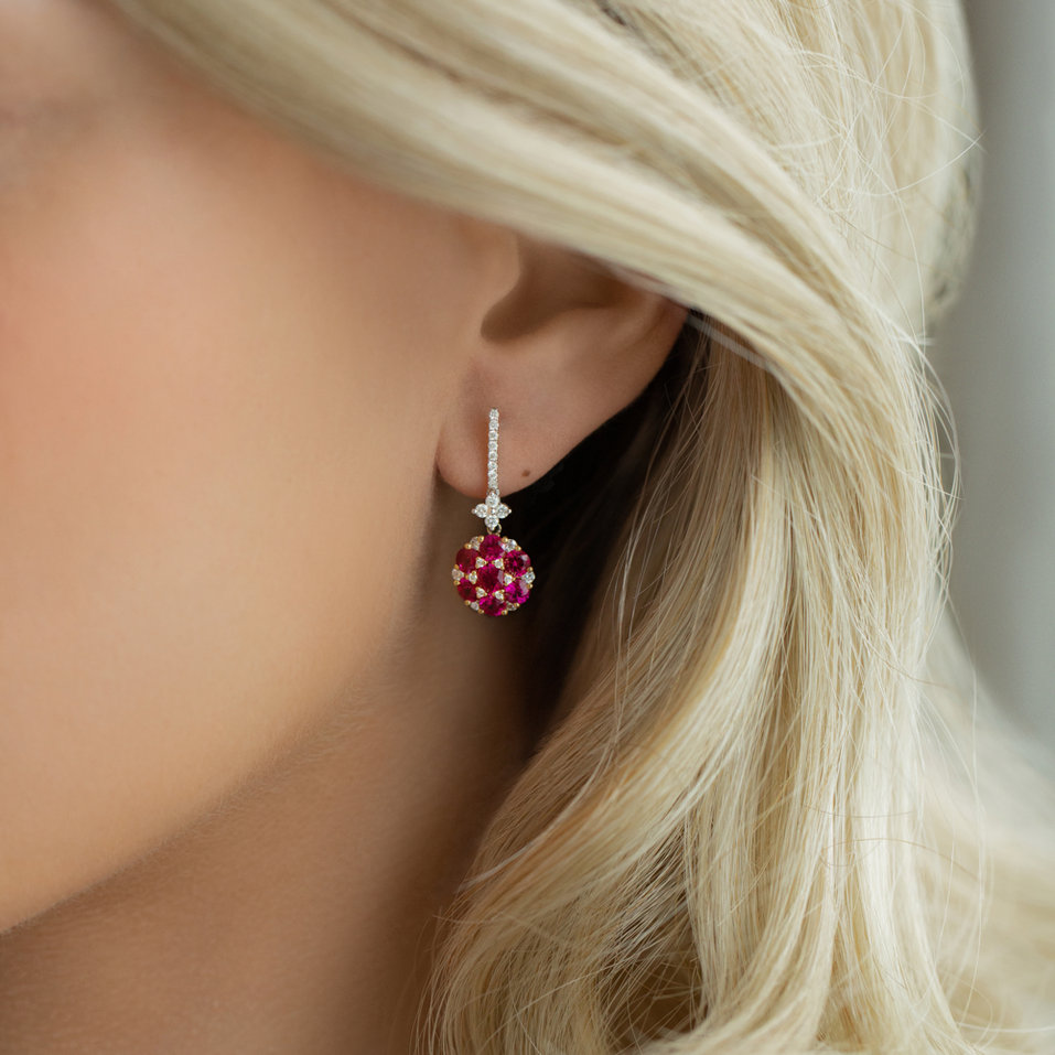 Náušnice s diamantmi a rubínmi Latonya