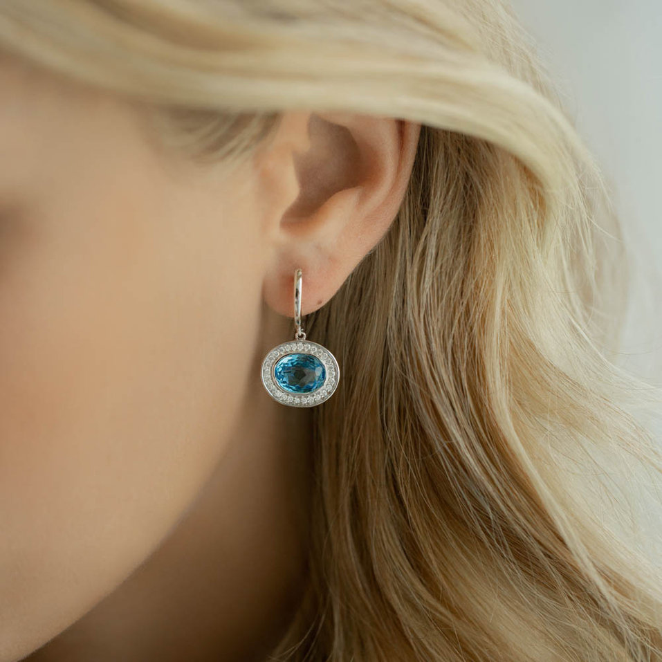 Náušnice s topásom a diamantmi Ariella