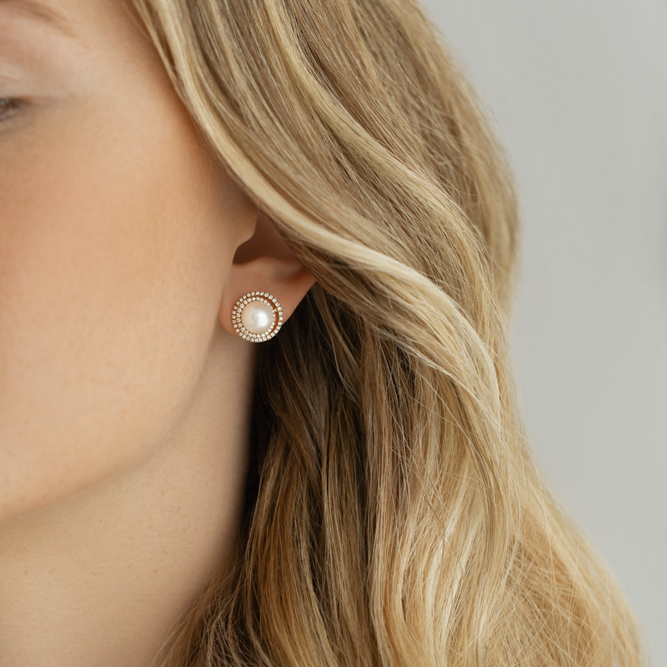 Náušnice s perlou a diamantmi Eyes of the Ocean