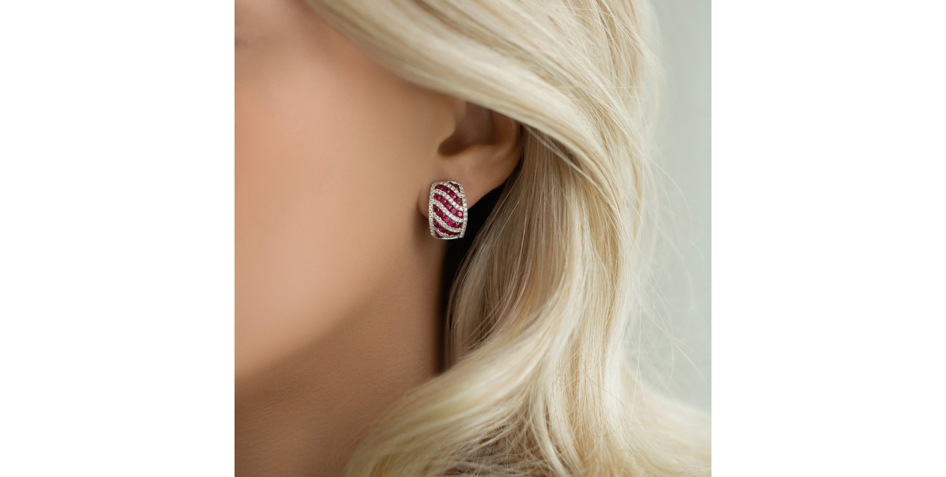 Náušnice s diamantmi a rubínmi Cassia