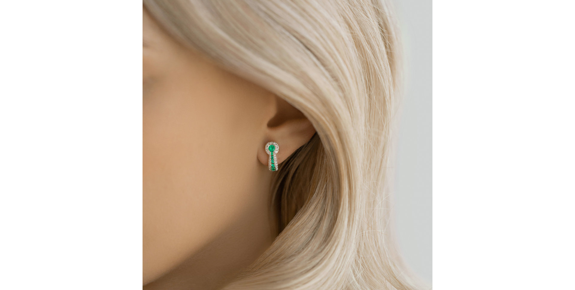 Náušnice s diamantmi a smaragdmi Kayden