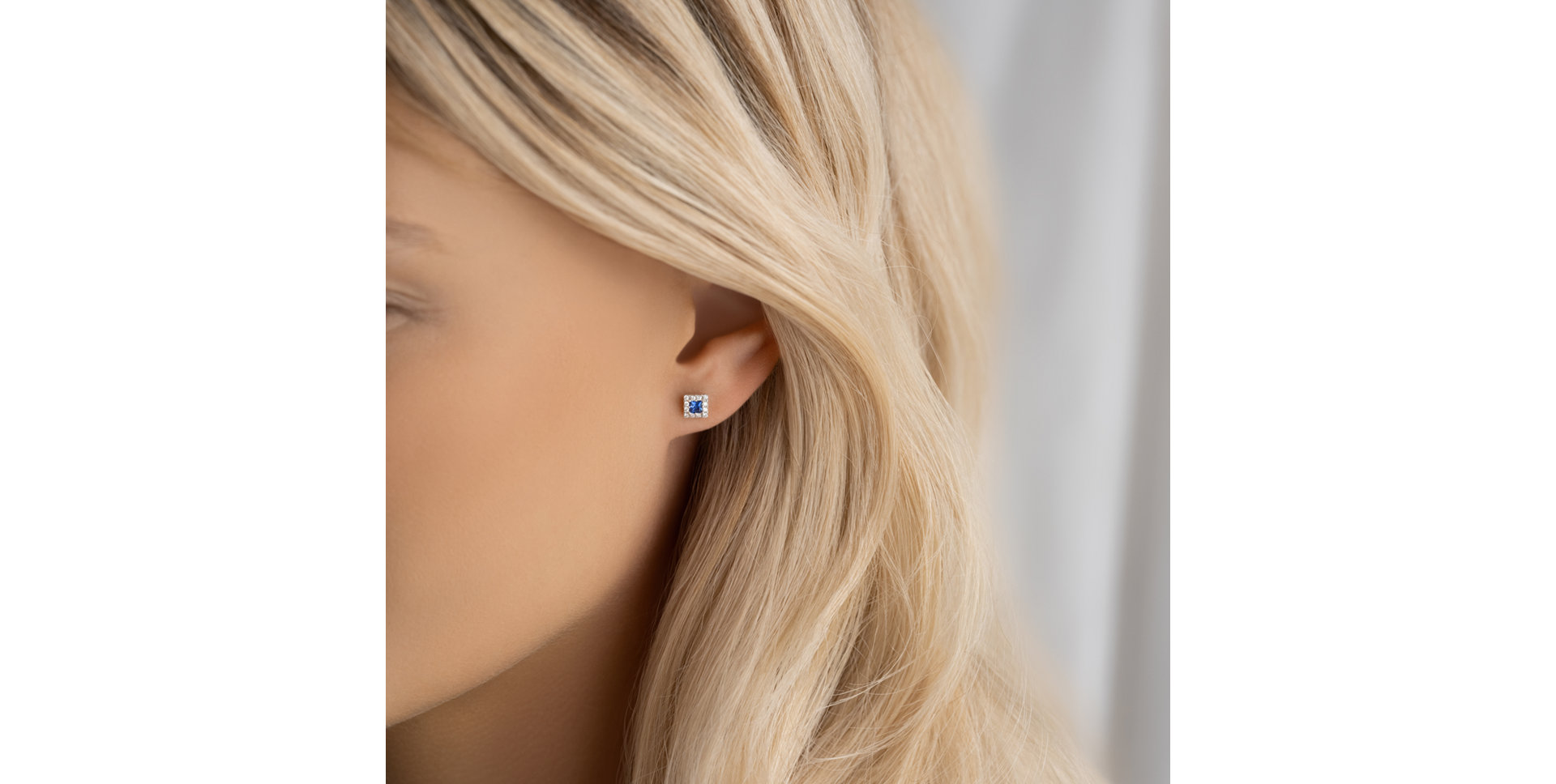 Náušnice s zafírom a diamantmi Royal Squares