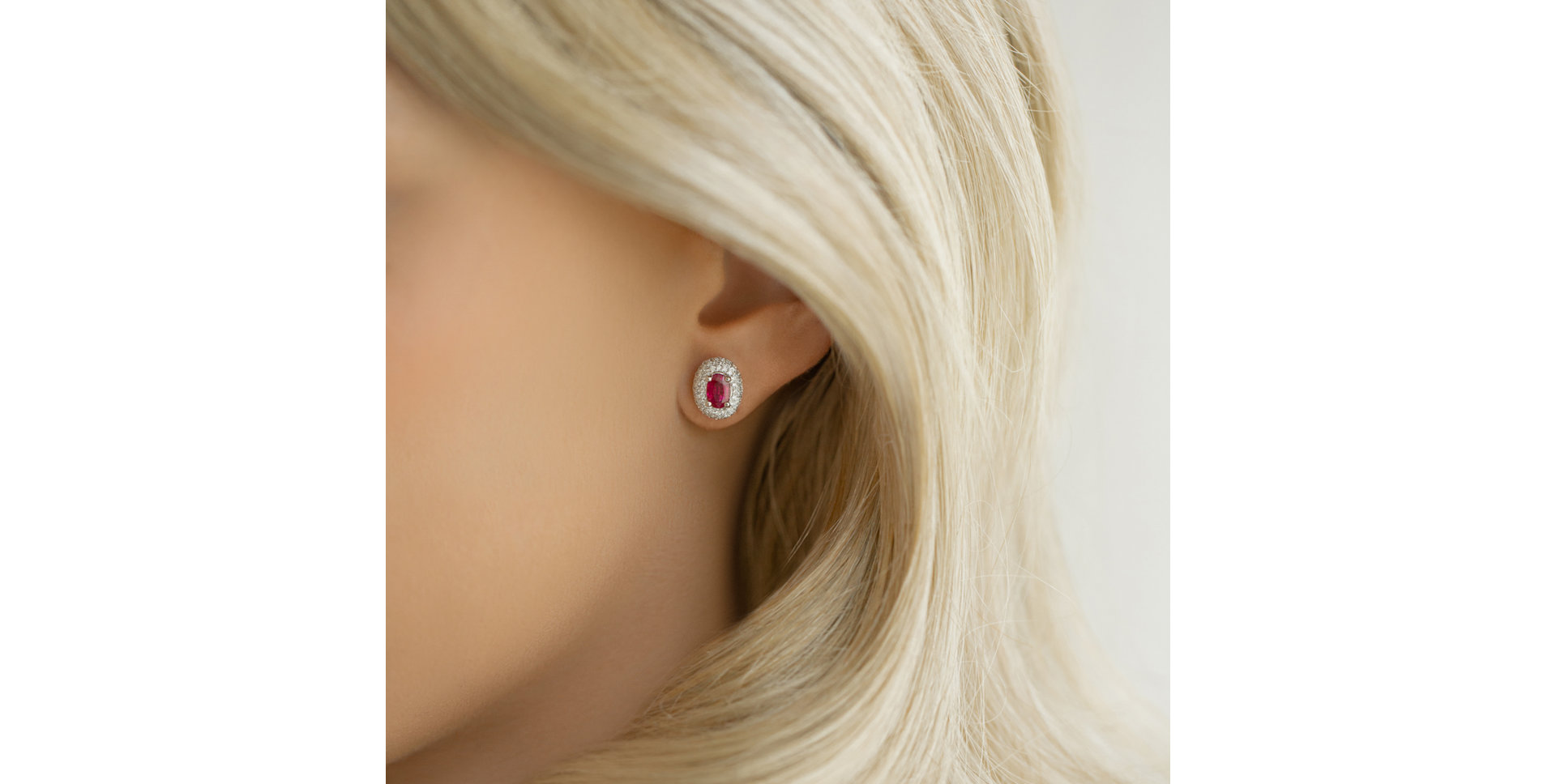Náušnice s rubínom a diamantmi Romance Queen