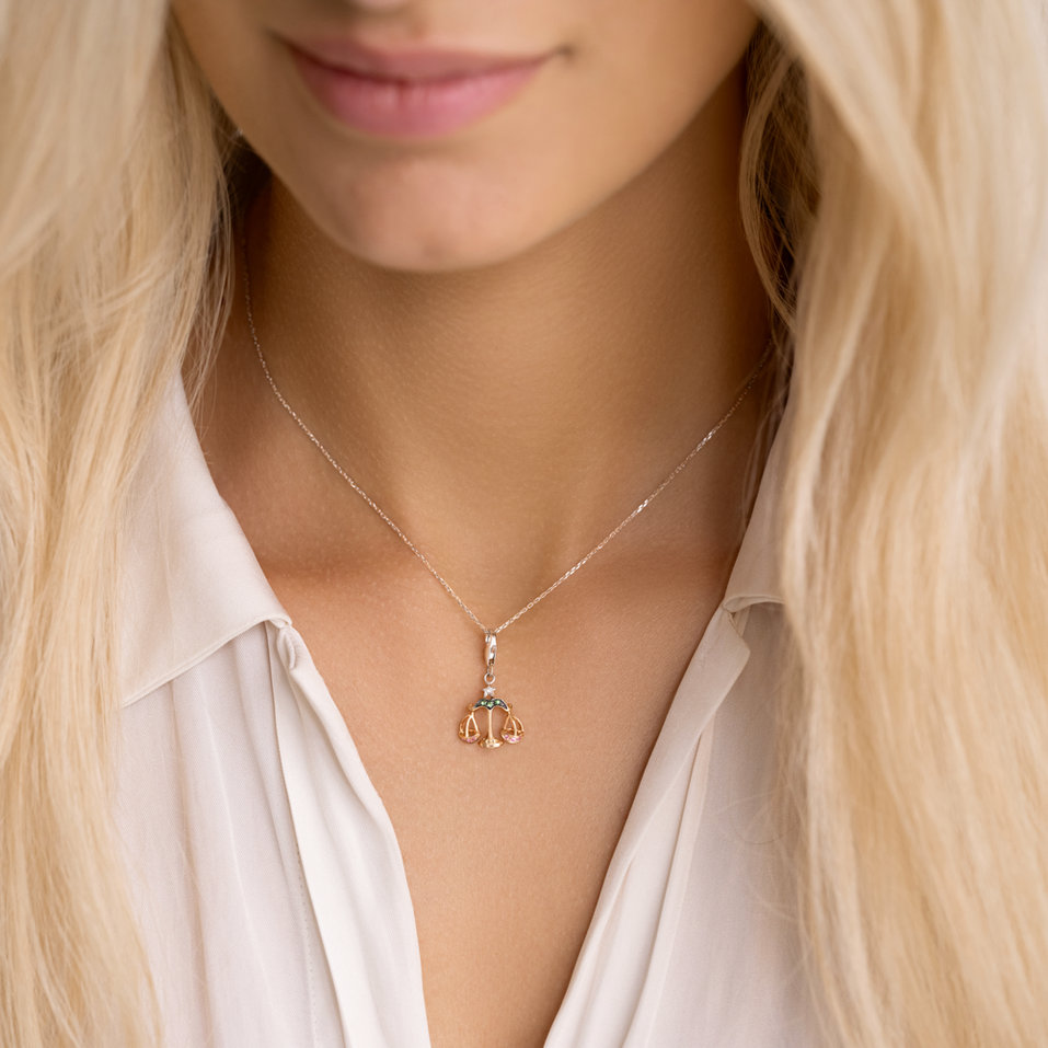 Prívesok s diamantmi, granátmi a zafírmi Diamond Libra