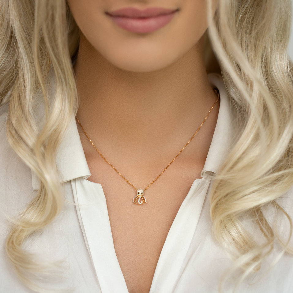 Náhrdelník s čiernymi a bielymi diamantmi Mister Octopus