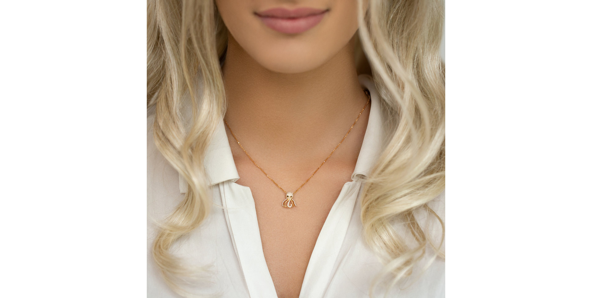 Náhrdelník s čiernymi a bielymi diamantmi Mister Octopus