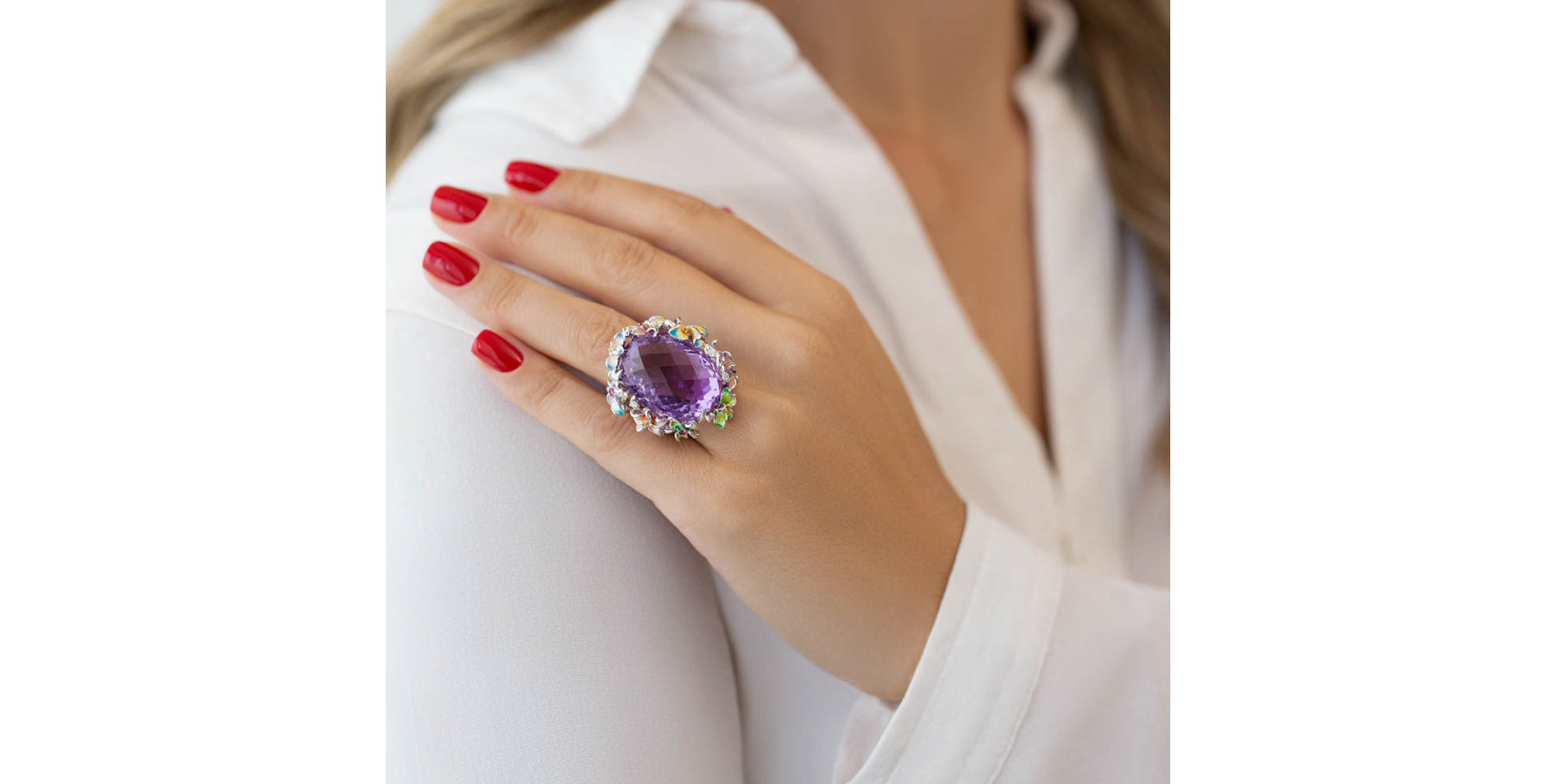 Prsteň s diamantmi a drahokamami Latin Lady