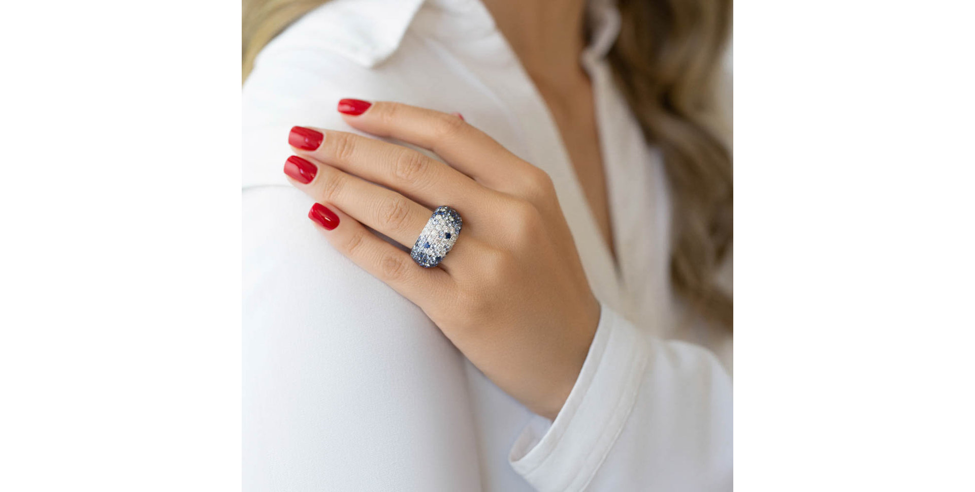 Prsteň s diamantmi a zafírmi Blue Dream