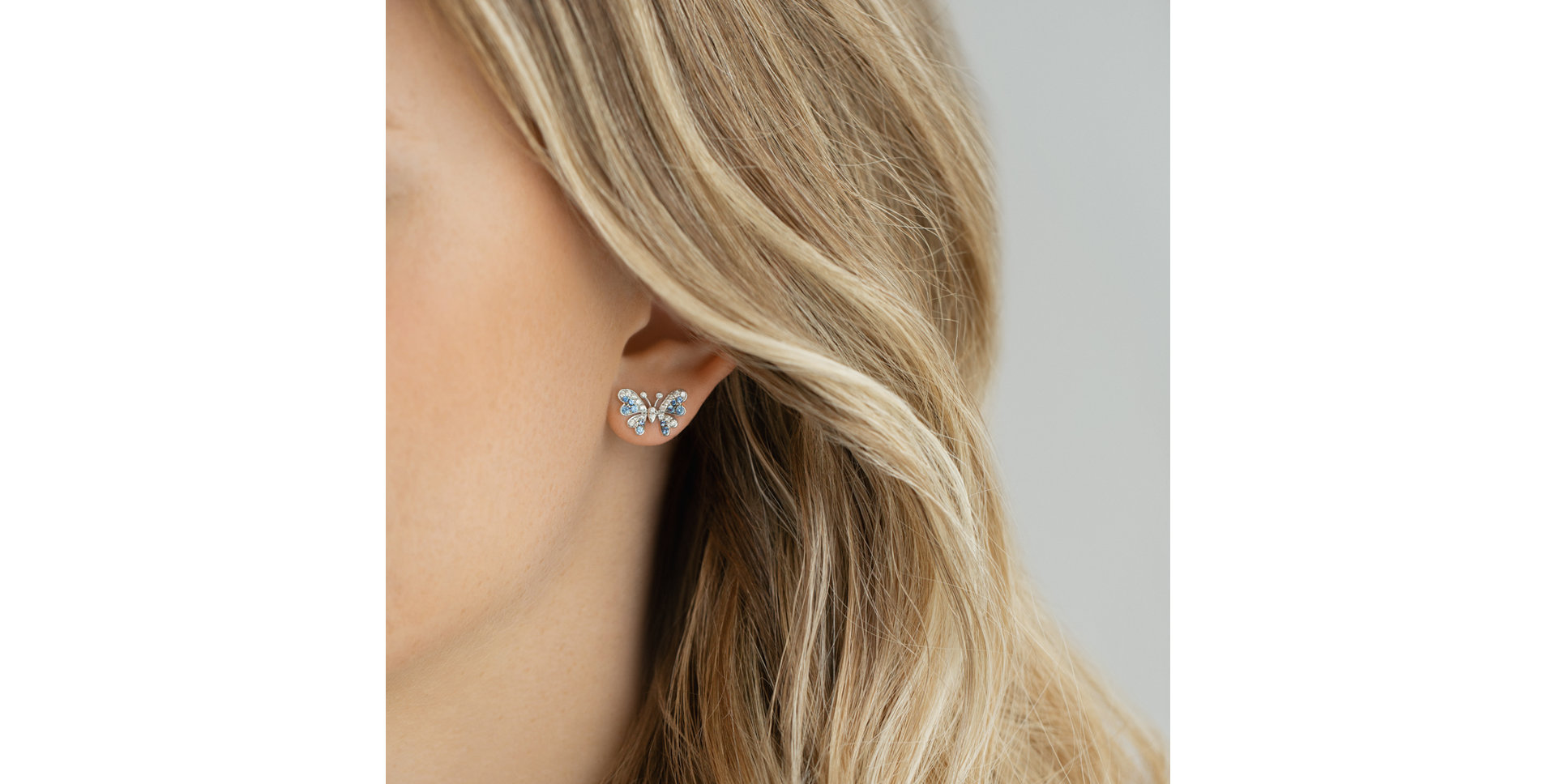 Náušnice s diamantmi a zafírmi Heaven Butterflies