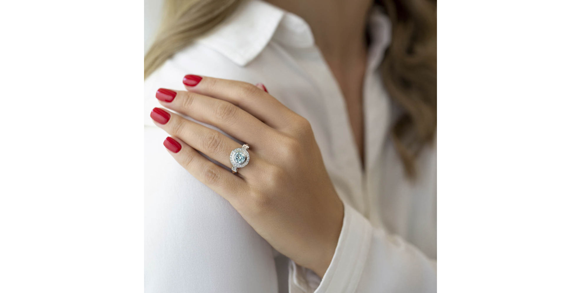 Prsteň s modrým diamantom Fantasy Sky