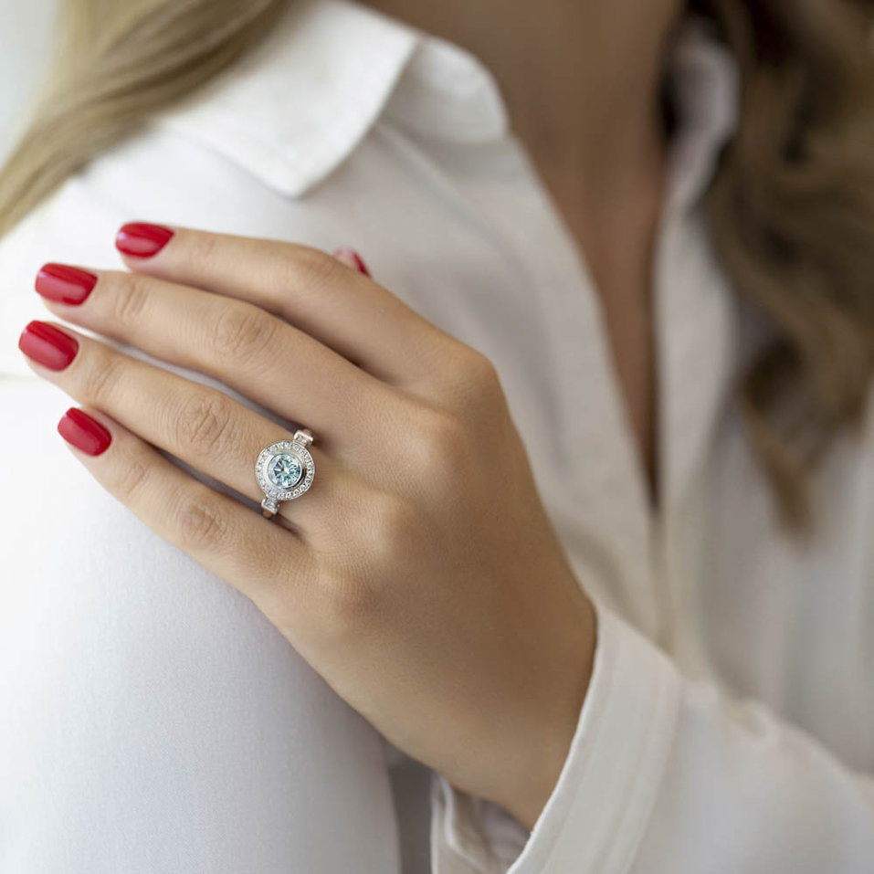 Prsteň s modrým diamantom Fantasy Sky