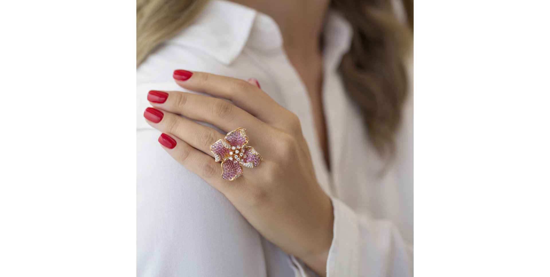 Prsteň s diamantmi a zafírmi Chic Jasmine