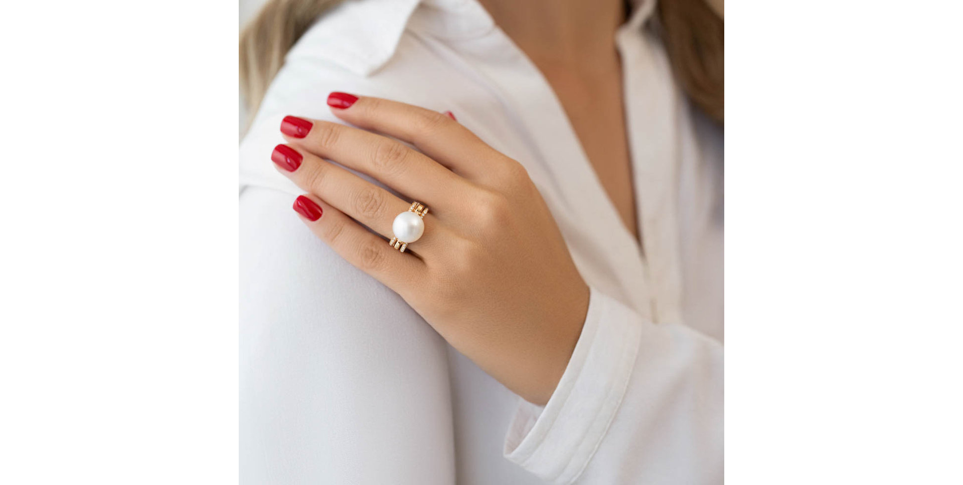 Prsteň s perlou a diamantmi Ocean Poetic