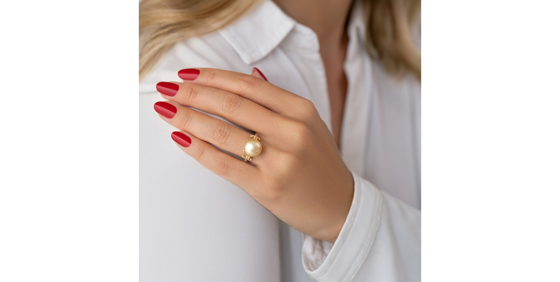 Prsteň s perlou a diamantmi Alaw