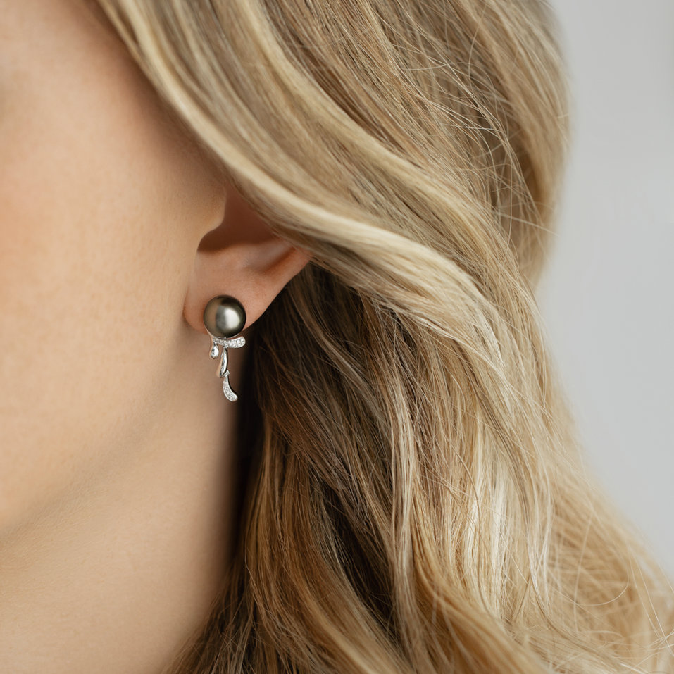 Náušnice s perlou a diamantmi Eligio