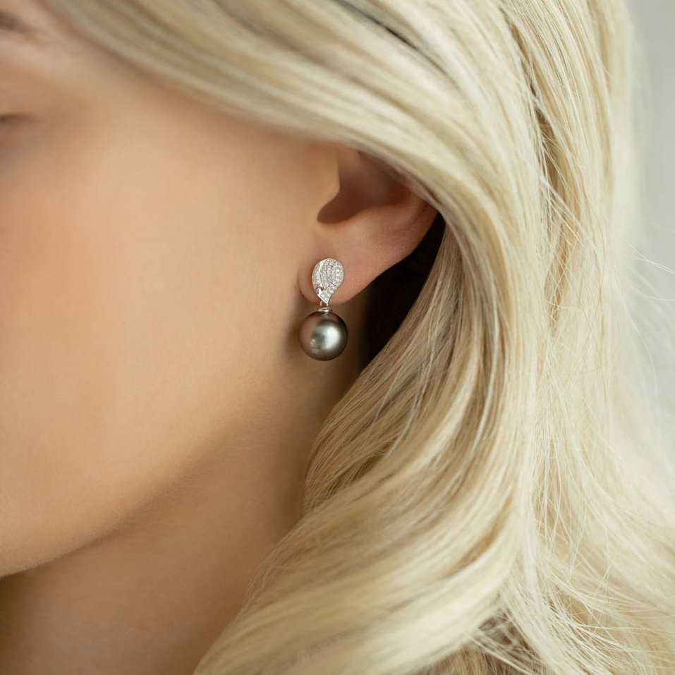 Náušnice s perlou a diamantmi Ocean Reflection