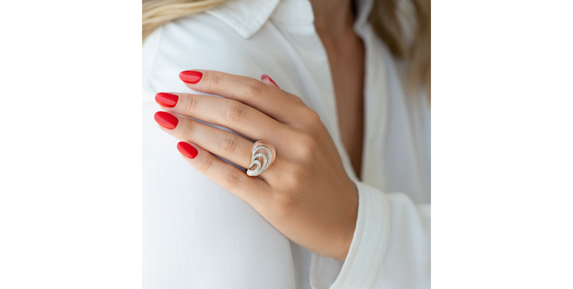 Prsteň s ruženínom a diamantmi Touch of Romance