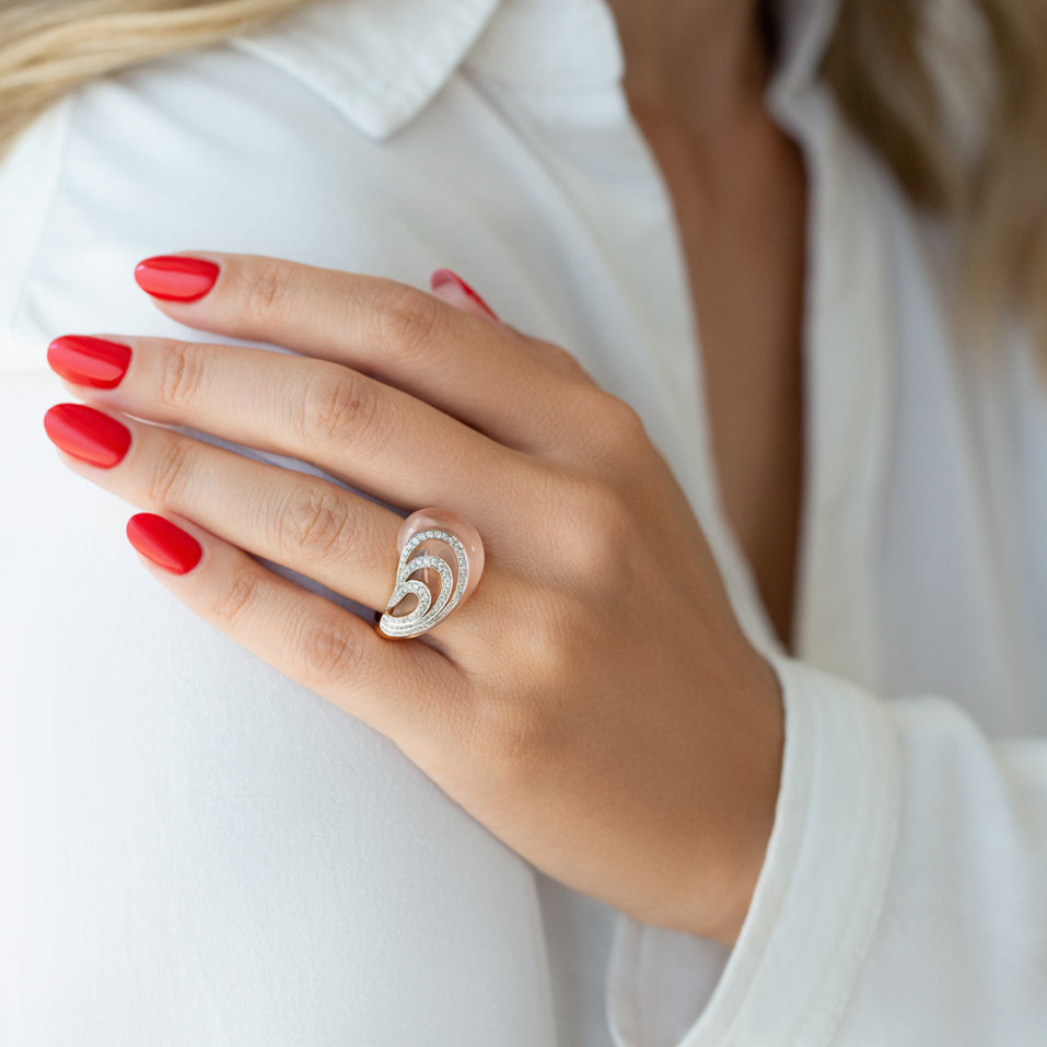 Prsteň s ruženínom a diamantmi Touch of Romance