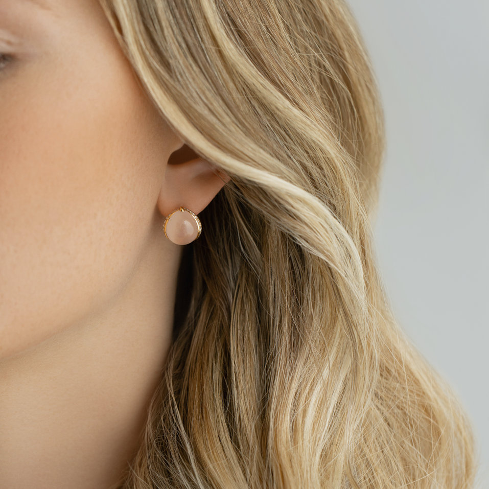 Náušnice s ruženínom a diamantmi Pink Passion