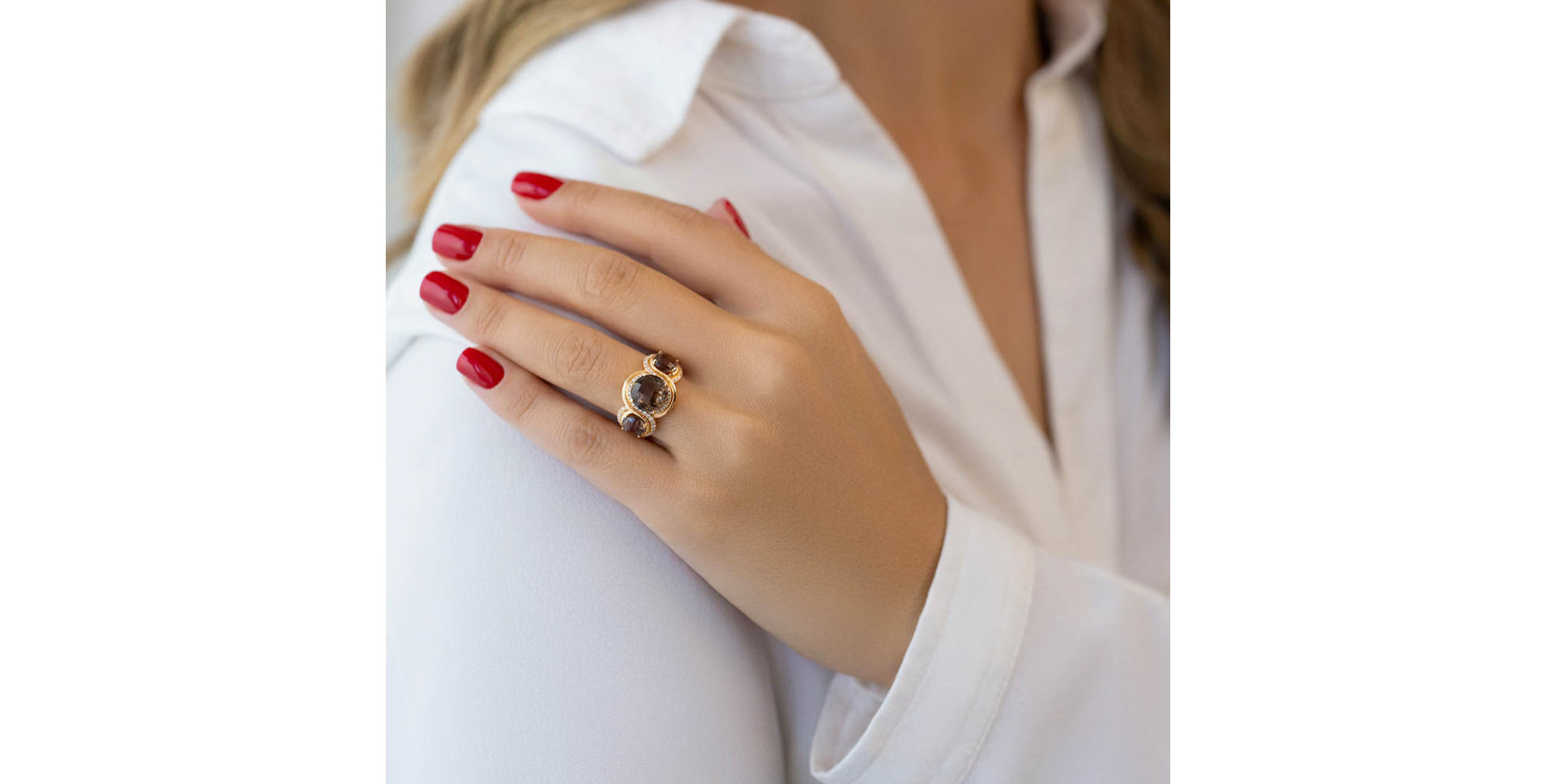 Prsteň s diamantmi a quartzami Mysterious Gentility