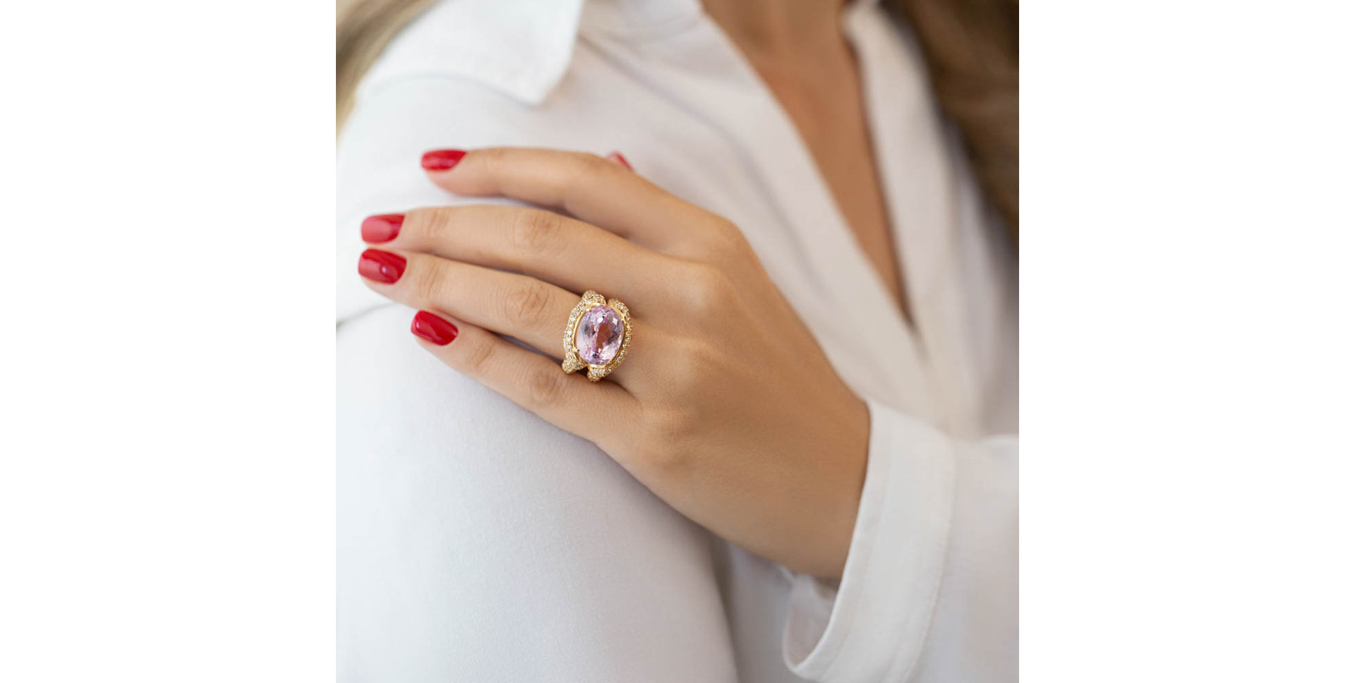 Prsteň s kunzitom a diamantmi Purple Gentility