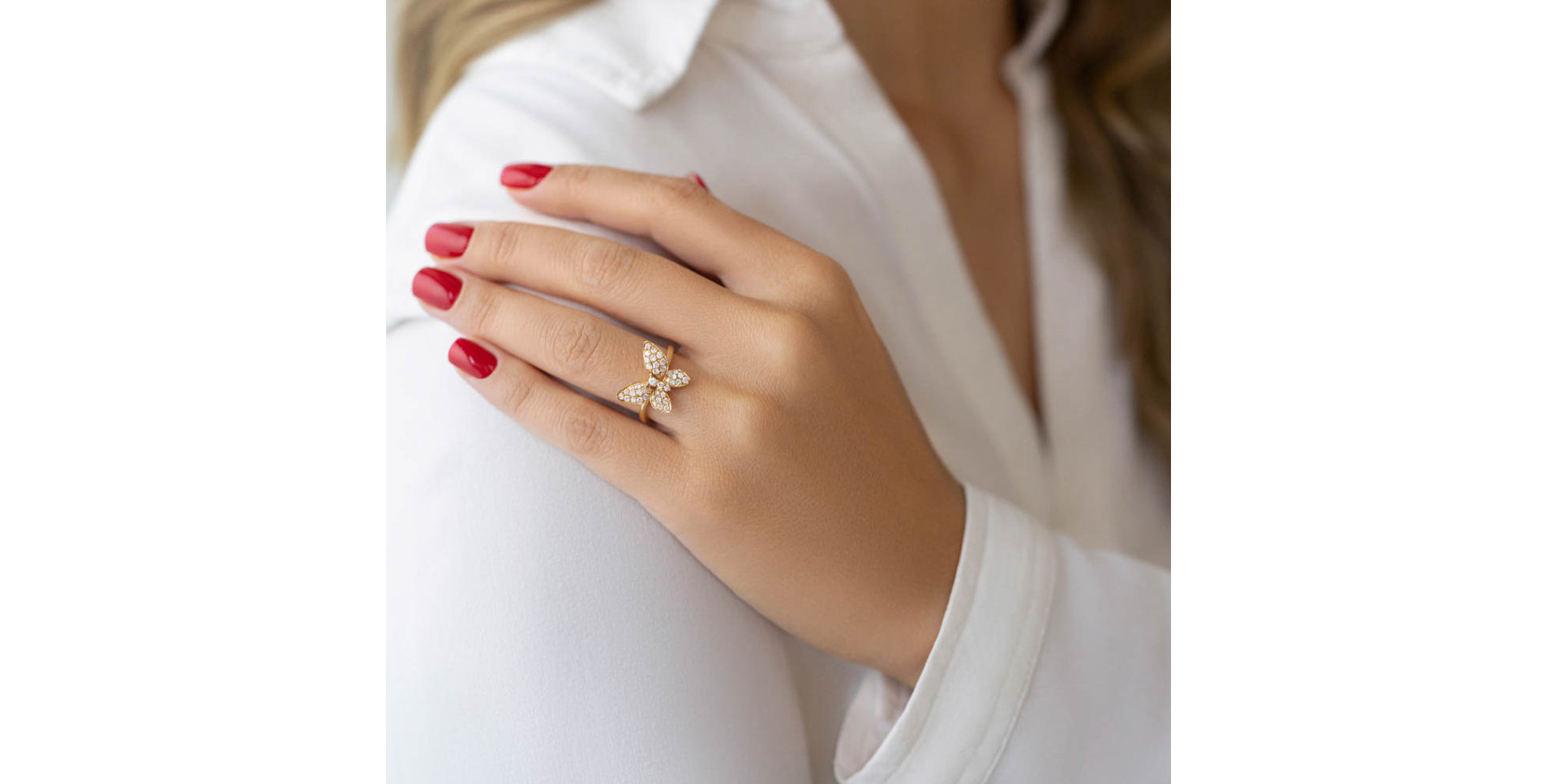 Prsteň s diamantmi Diamond Butterfly