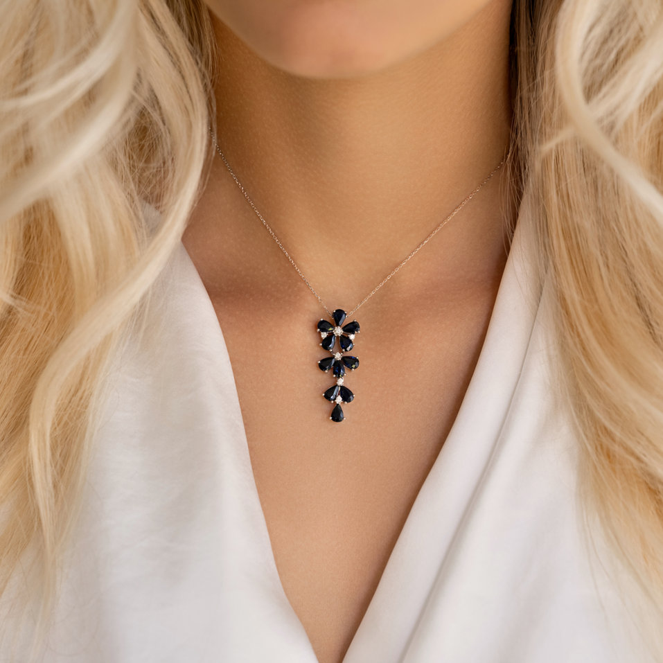 Přívěsok s diamantmi a zafírmi Reagan