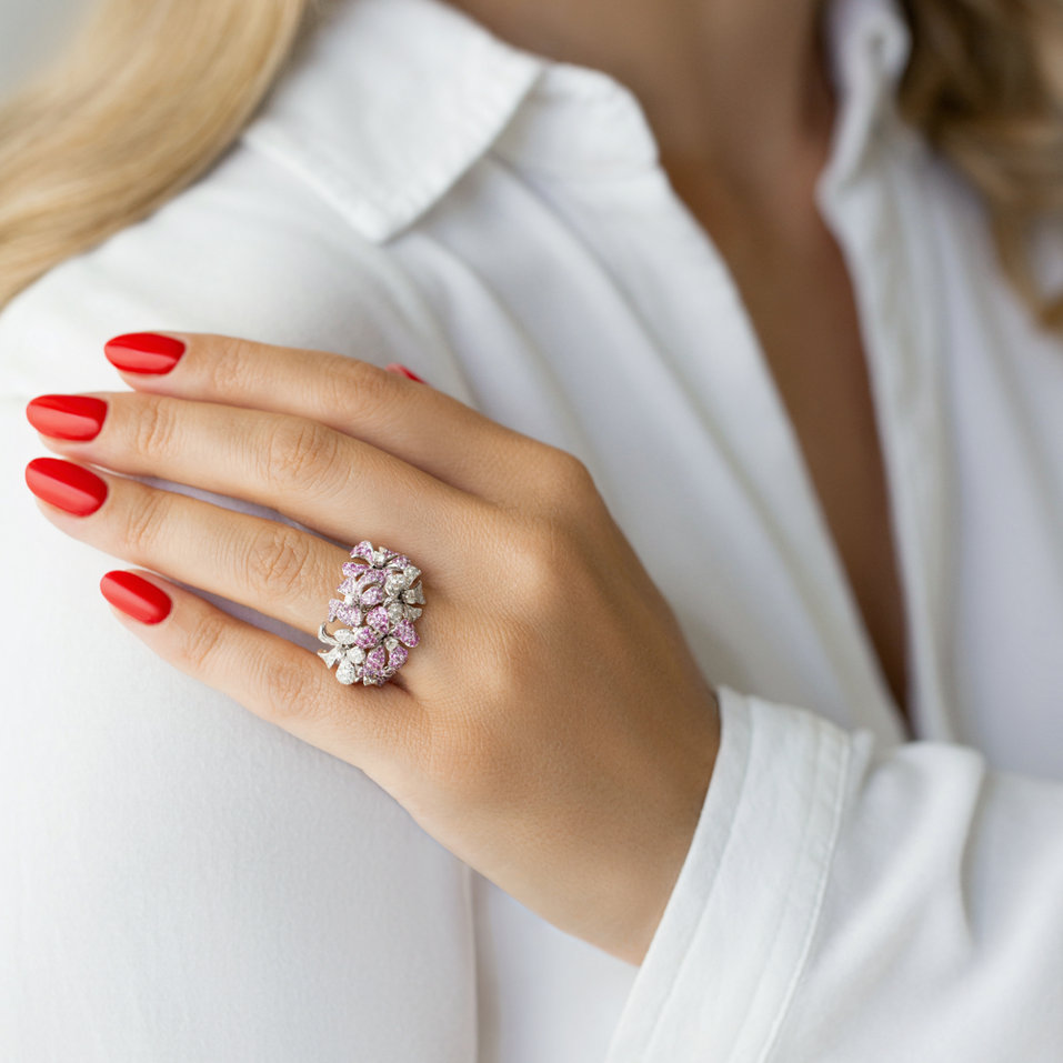 Prsteň s diamantmi a zafírmi Violet Desire