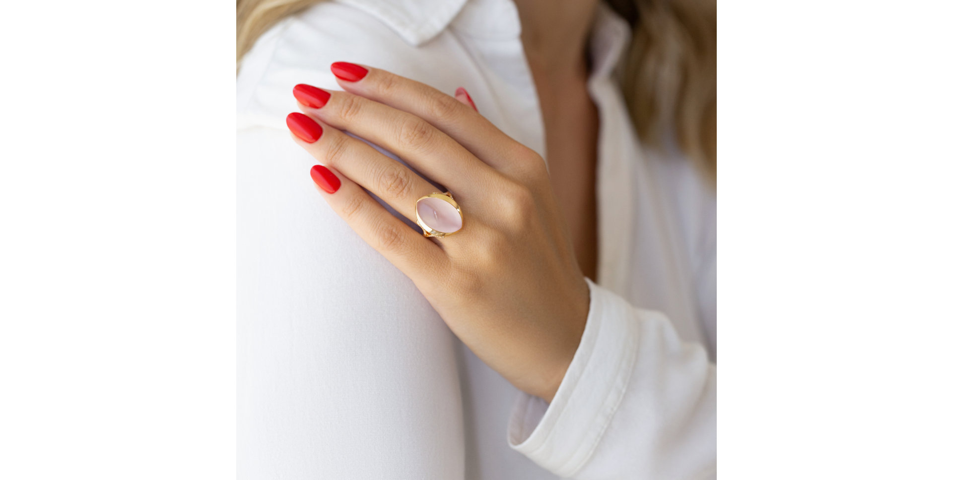 Prsteň s ruženínom a diamantmi Ocean Signature