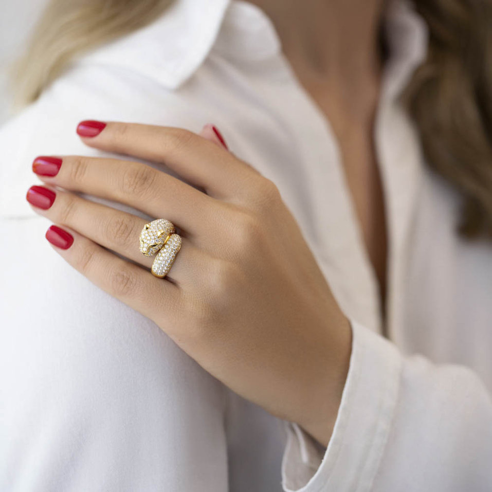 Prsteň s diamantmi Golden Beast