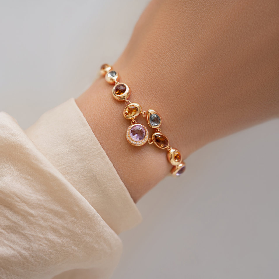 Náramok s diamantmi a drahými kameňmi Rainbow Charm