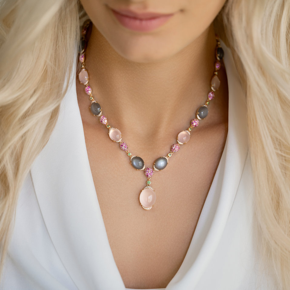 Náhrdelník s diamantmi a drahokamami Rainbow Sin