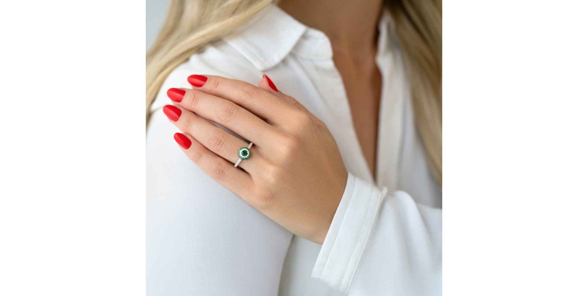 Prsteň s diamantmi a smaragdmi Heavenly Elegance